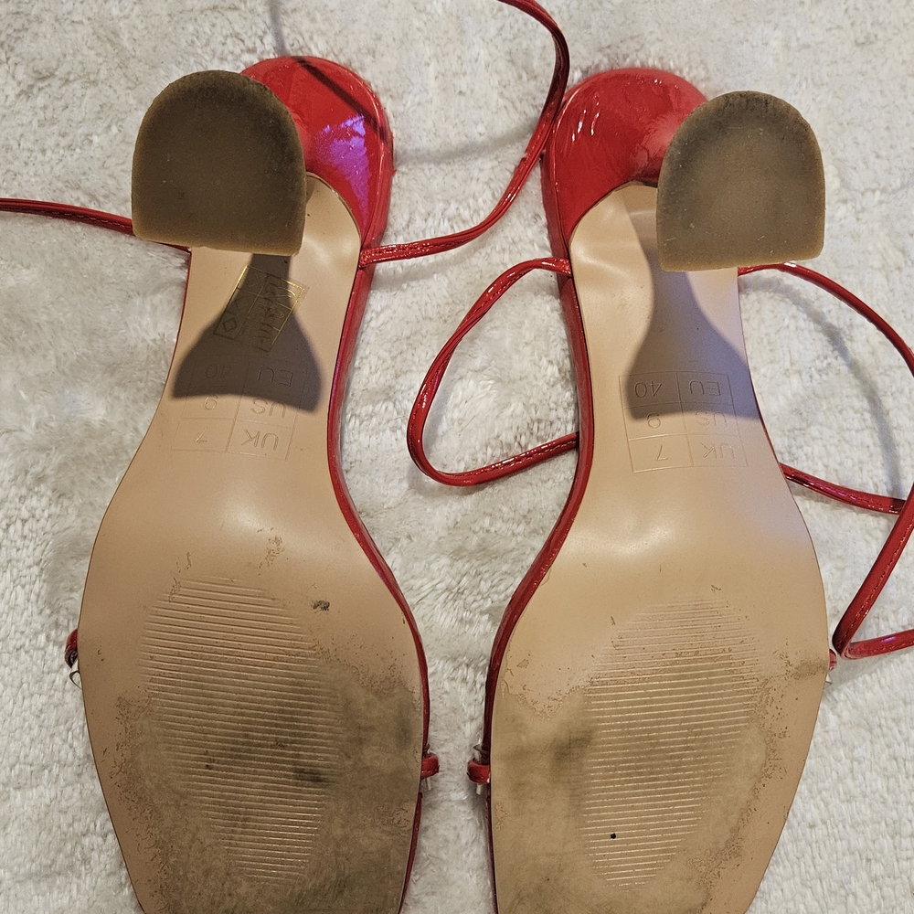 London Rag Red Strappy Sandals Heels Size 9 Y2K 90s Coquette Girl Preppy - Picture 8 of 12